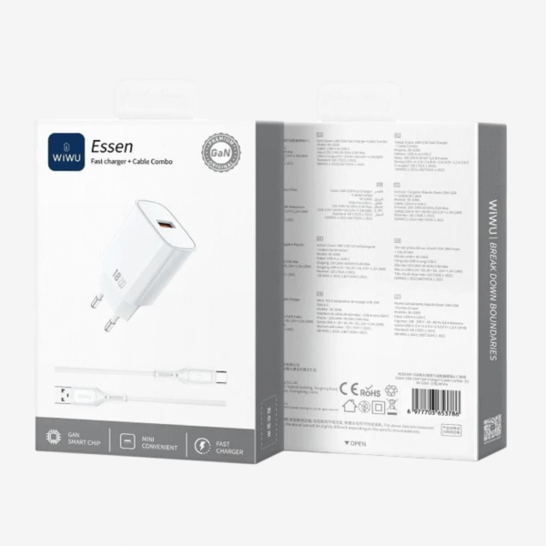Carregador Rápido de 18W USB-A WIWU Wi-G006 A-C Branco - Image 3