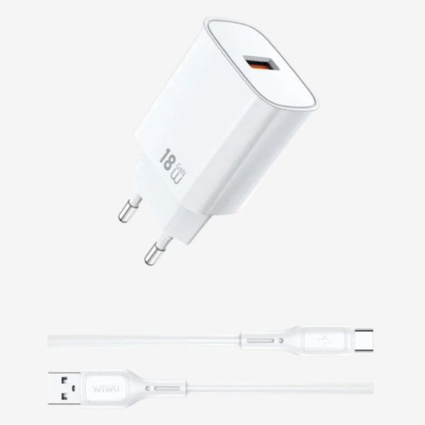 Carregador Rápido de 18W USB-A WIWU Wi-G006 A-C Branco