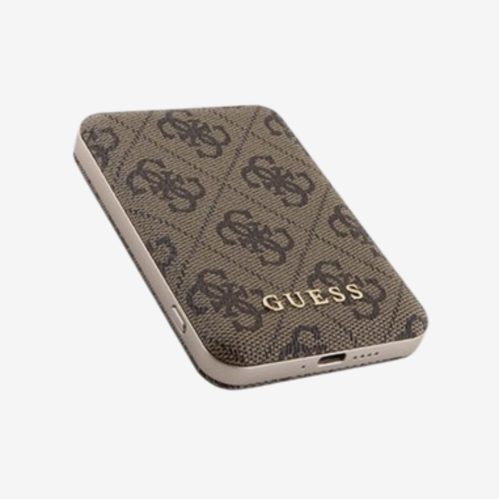 Guess Powerbank 15W 5000mAh 4G Marrom Logotipo Metálico