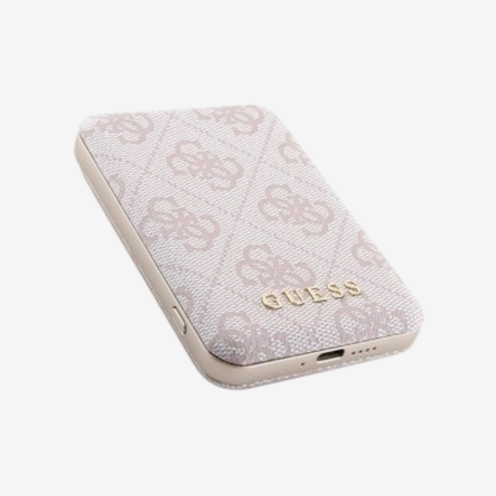 Guess Powerbank 15W 5000mAh 4G Rosa Logotipo Metálico