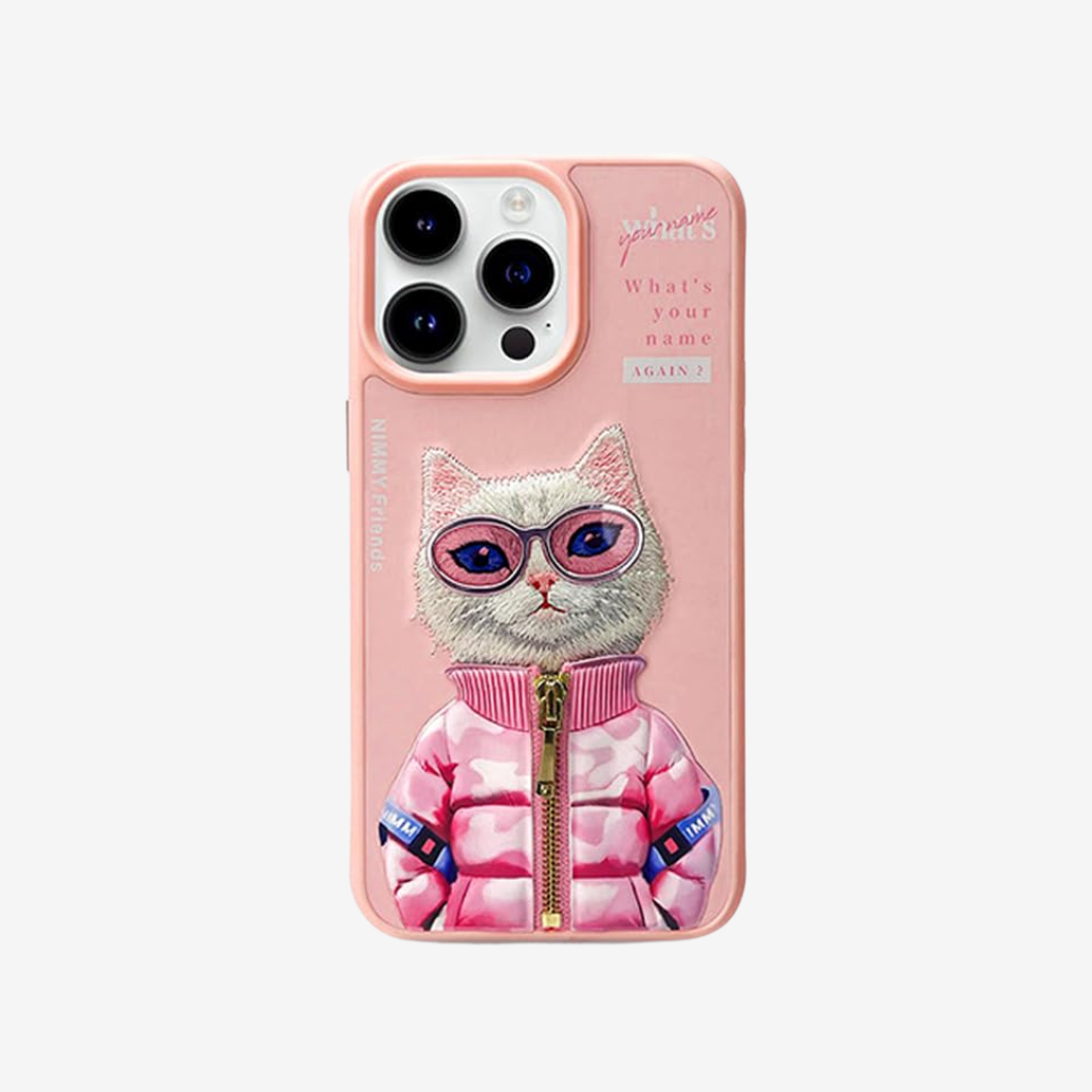Capa Nimmy Glasses Cool Gato para iPhone 16 Pro Max Rosa