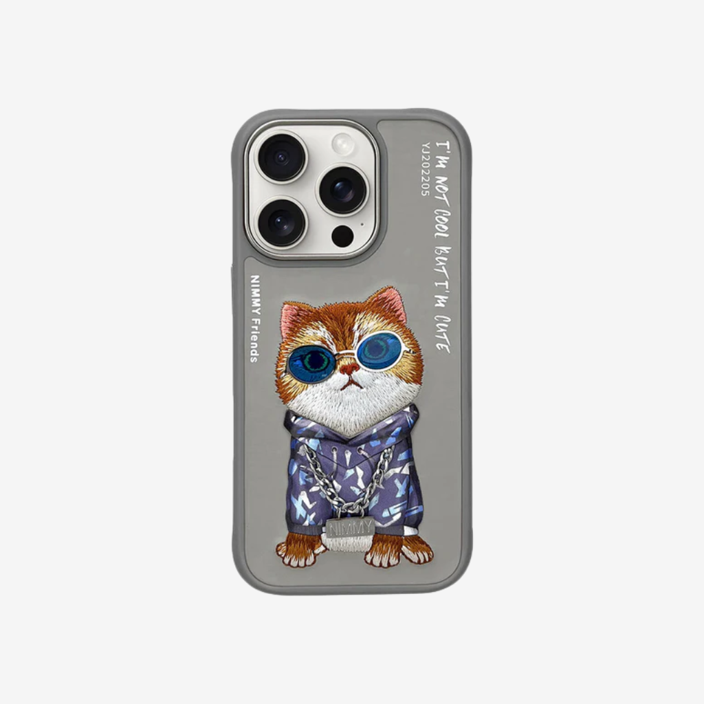 Capa Nimmy Glasses Cool Gato para iPhone 16 Pro Cinza